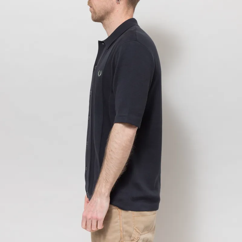 Fred Perry Tonal Vertical Stripe Shirt Navy-2