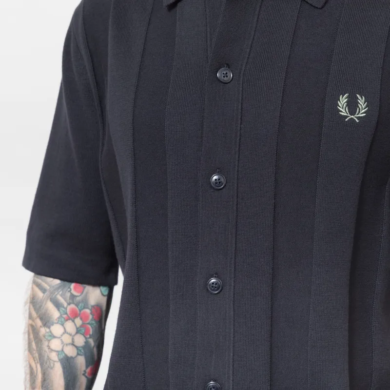 Fred Perry Tonal Vertical Stripe Shirt Navy-7