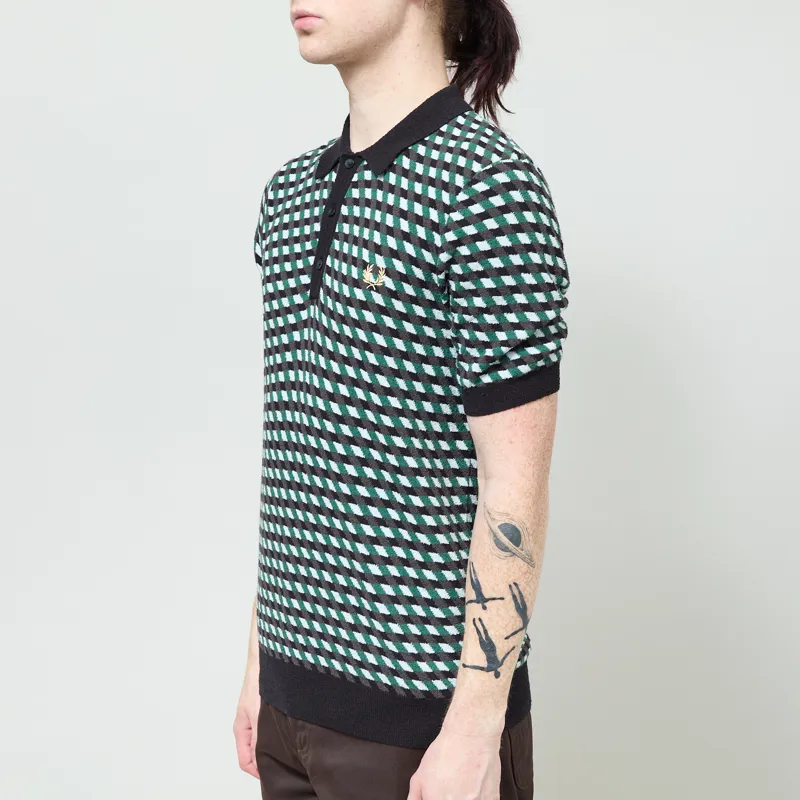Fred Perry Geometric Knitted Shirt Light Ice-1