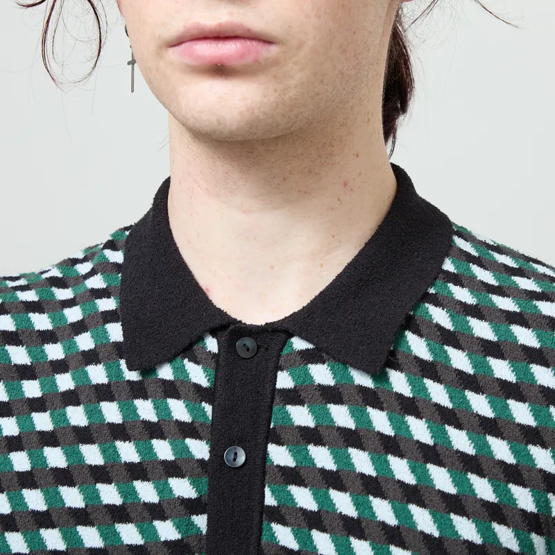 Fred Perry Geometric Knitted Shirt Light Ice-3