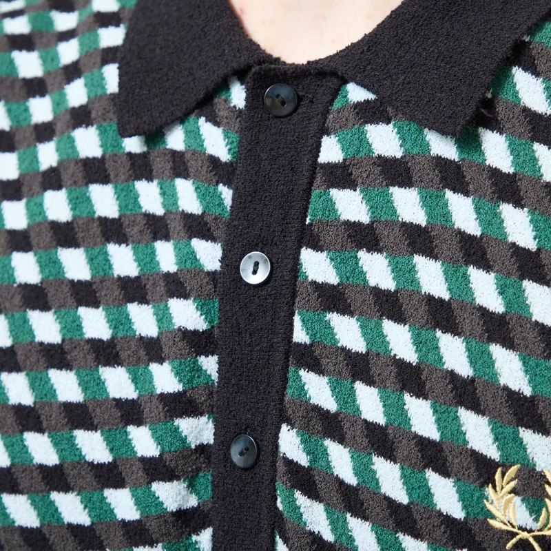 Fred Perry Geometric Knitted Shirt Light Ice-4