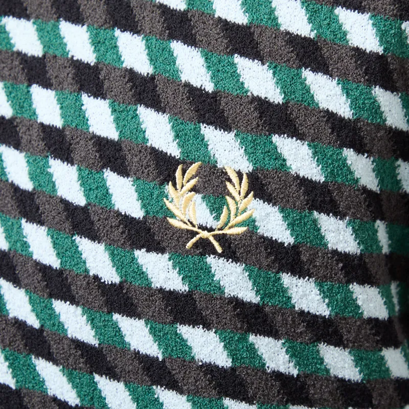 Fred Perry Geometric Knitted Shirt Light Ice-5