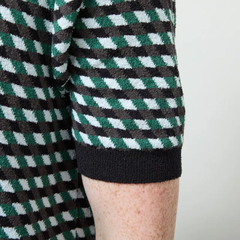 Fred Perry Geometric Knitted Shirt Light Ice-6