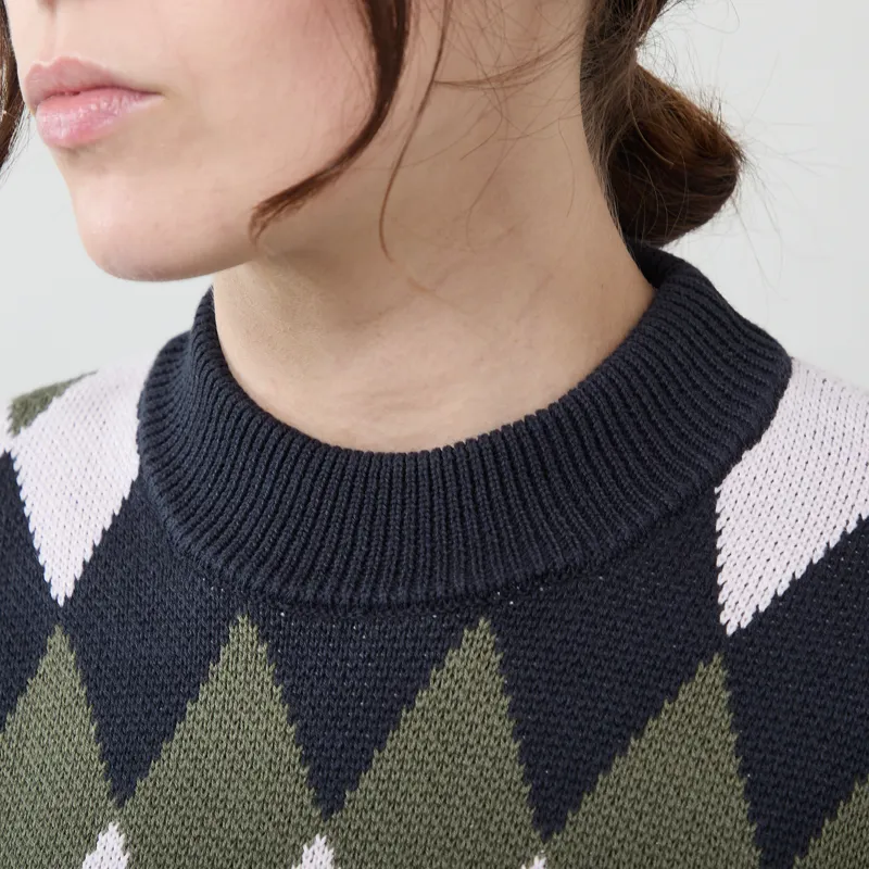 Fred Perry Womens Diamond Jacquard Jumper Navy-3