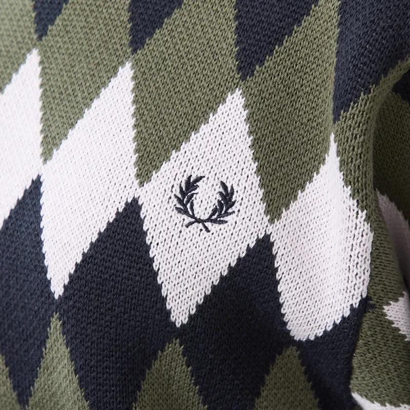 Fred Perry Womens Diamond Jacquard Jumper Navy-5