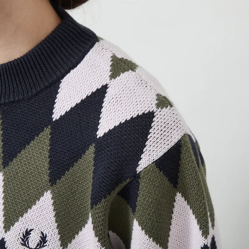 Fred Perry Womens Diamond Jacquard Jumper Navy-4