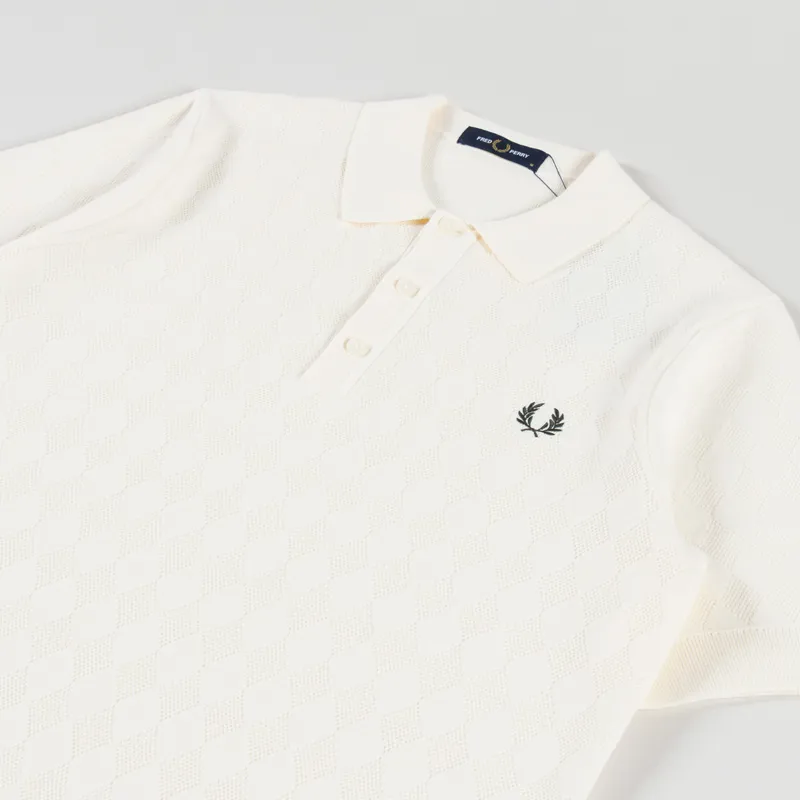 Fred Perry Pointelle Knitted Shirt Ecru-1