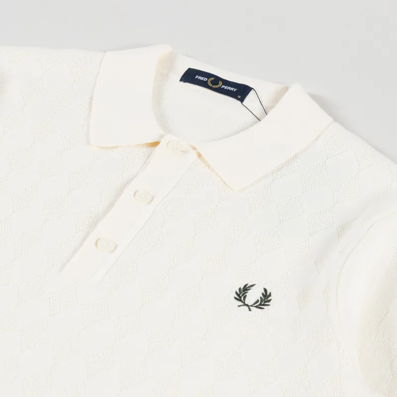 Fred Perry Pointelle Knitted Shirt Ecru-2