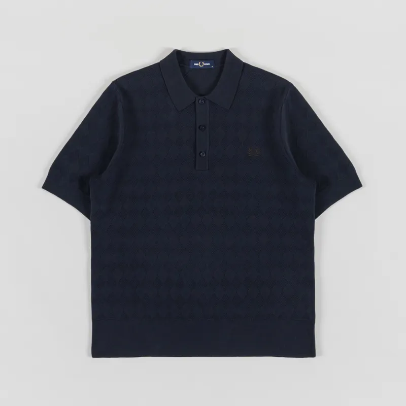 Fred Perry Pointelle Knitted Shirt Navy