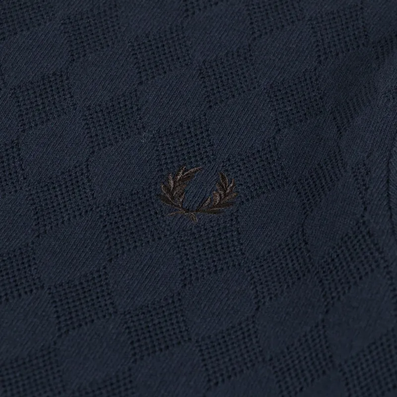 Fred Perry Pointelle Knitted Shirt Navy-3