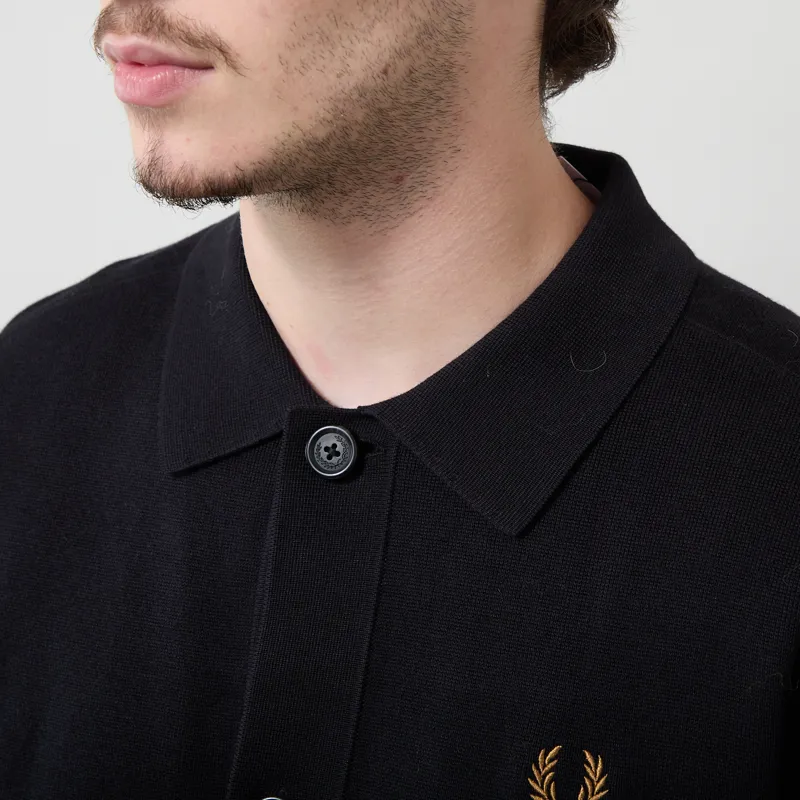 Fred Perry Knitted Overshirt Black-3