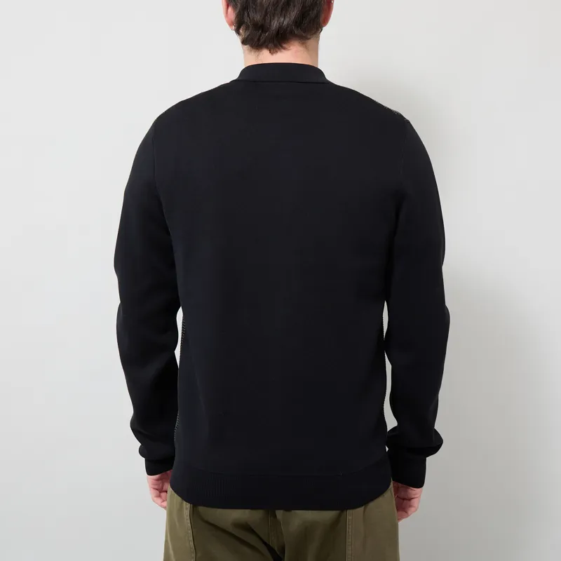 Fred Perry Textured Panel Zip Cardigan Black-2