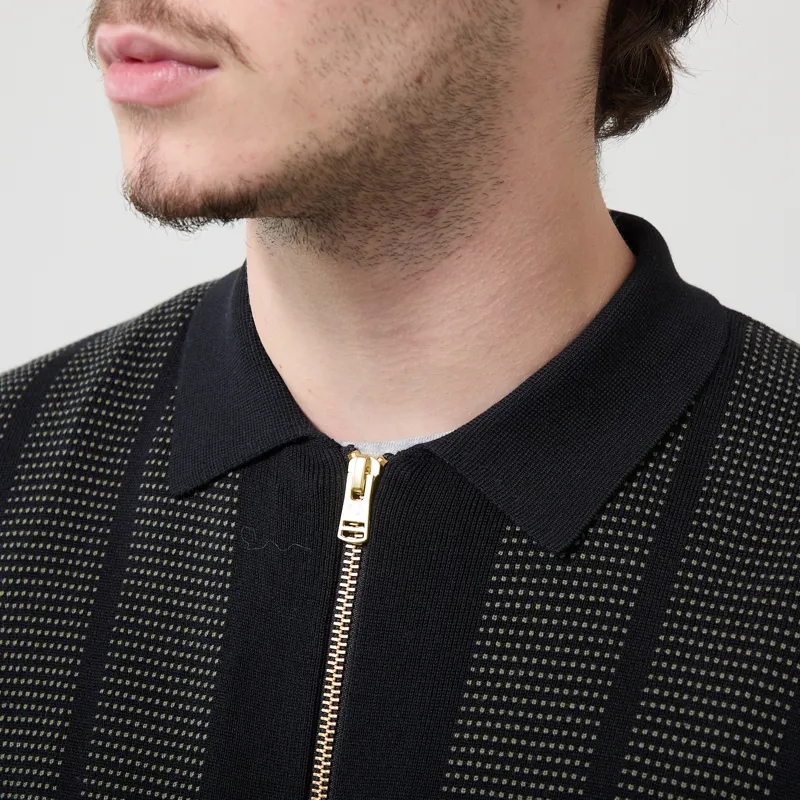 Fred Perry Textured Panel Zip Cardigan Black-3