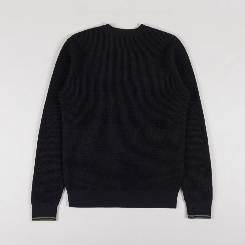 Fred Perry Waffle Stitch Jumper Black-1
