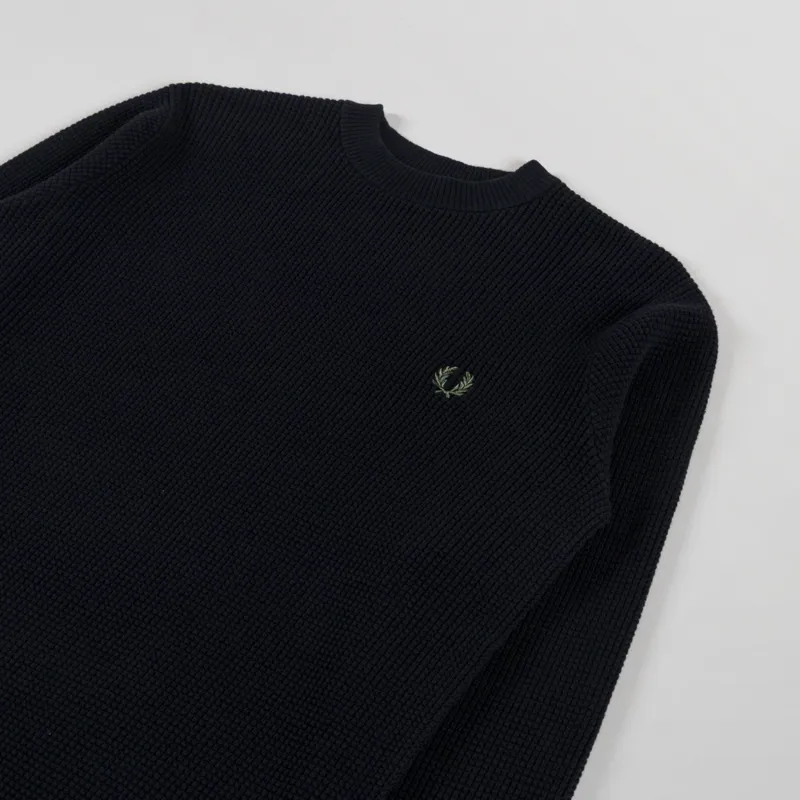 Fred Perry Waffle Stitch Jumper Black-2