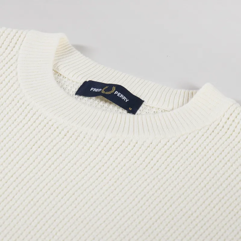 Fred Perry Waffle Stitch Jumper Ecru-4