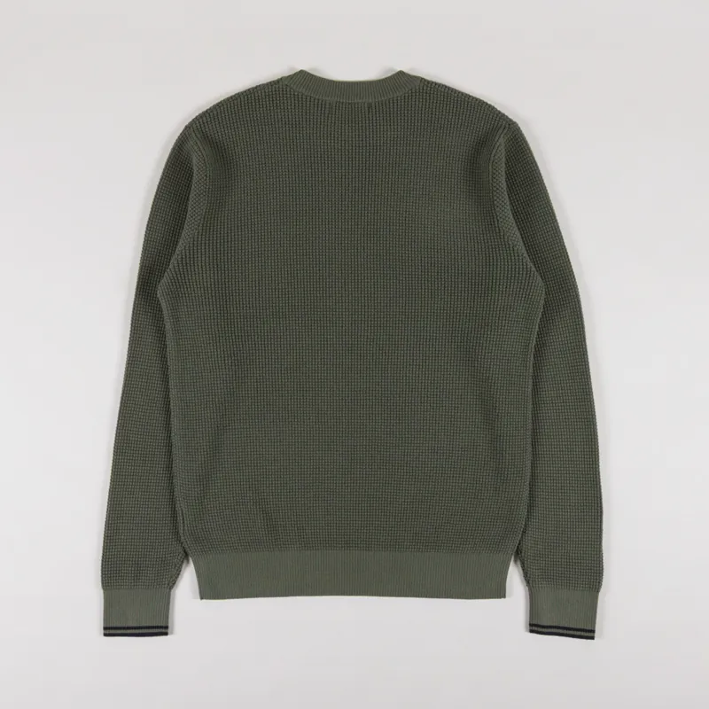 Fred Perry Waffle Stitch Jumper Laurel Wreath Green-1