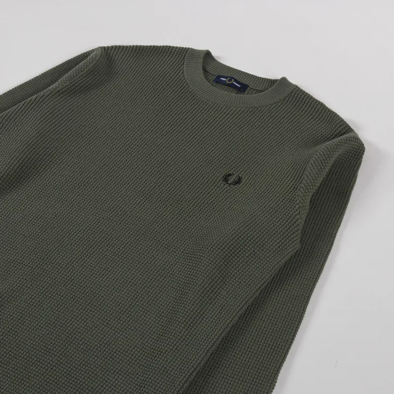 Fred Perry Waffle Stitch Jumper Laurel Wreath Green-2