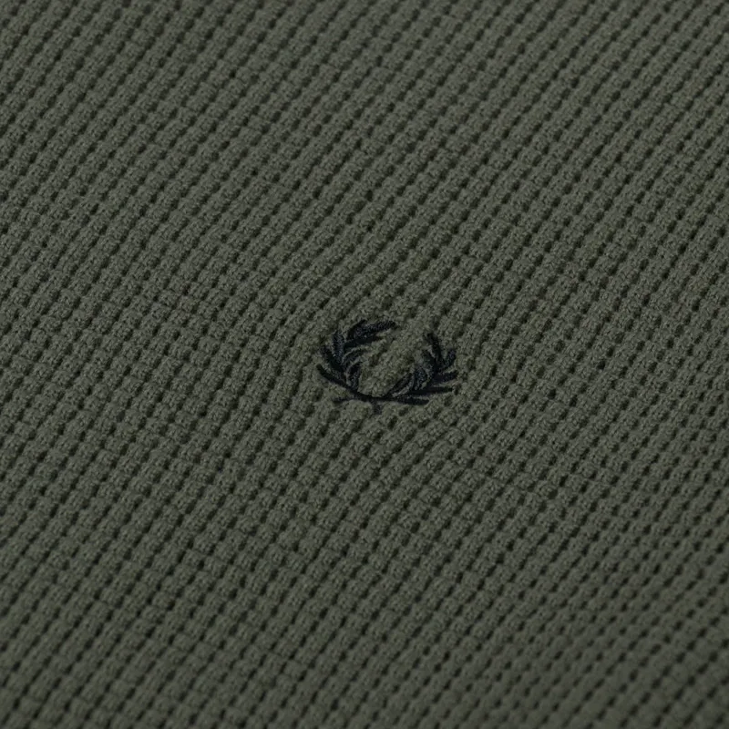 Fred Perry Waffle Stitch Jumper Laurel Wreath Green-5