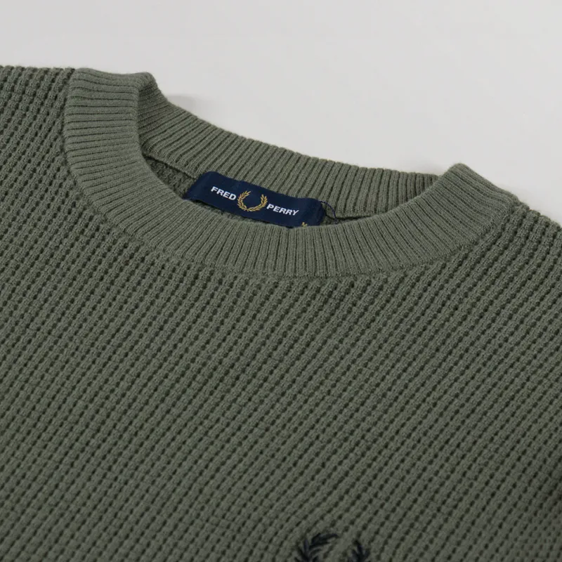 Fred Perry Waffle Stitch Jumper Laurel Wreath Green-4