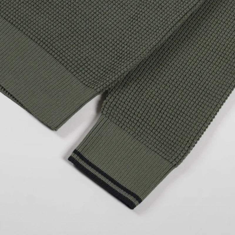 Fred Perry Waffle Stitch Jumper Laurel Wreath Green-7