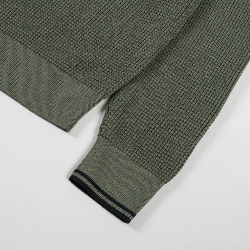 Fred Perry Waffle Stitch Jumper Laurel Wreath Green-7