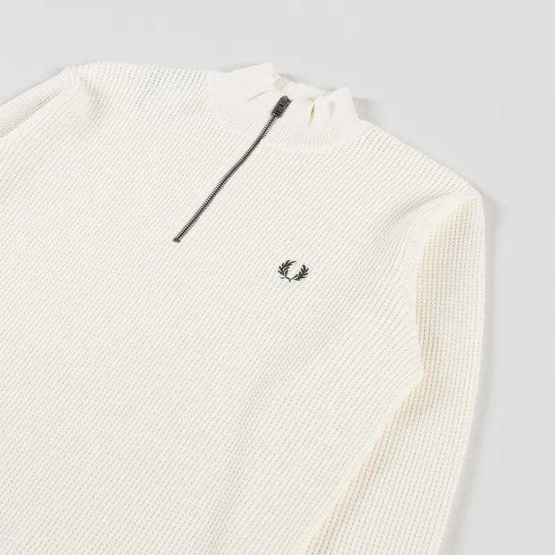 Fred Perry Waffle Stitch Half Zip Jumper Ecru-2