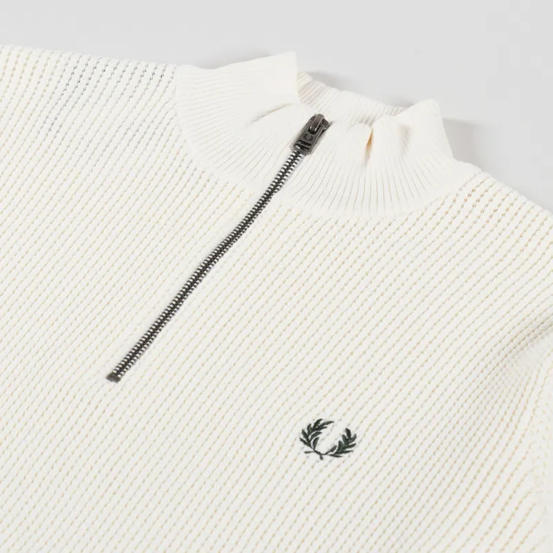 Fred Perry Waffle Stitch Half Zip Jumper Ecru-4