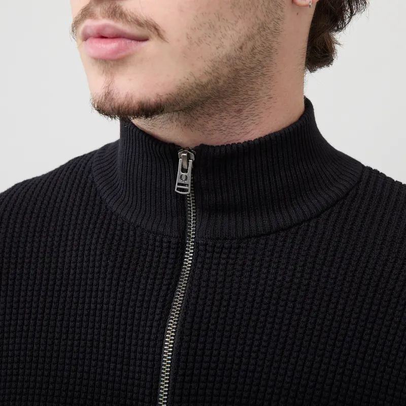 Fred Perry Waffle Stitch Half Zip Jumper Black-3