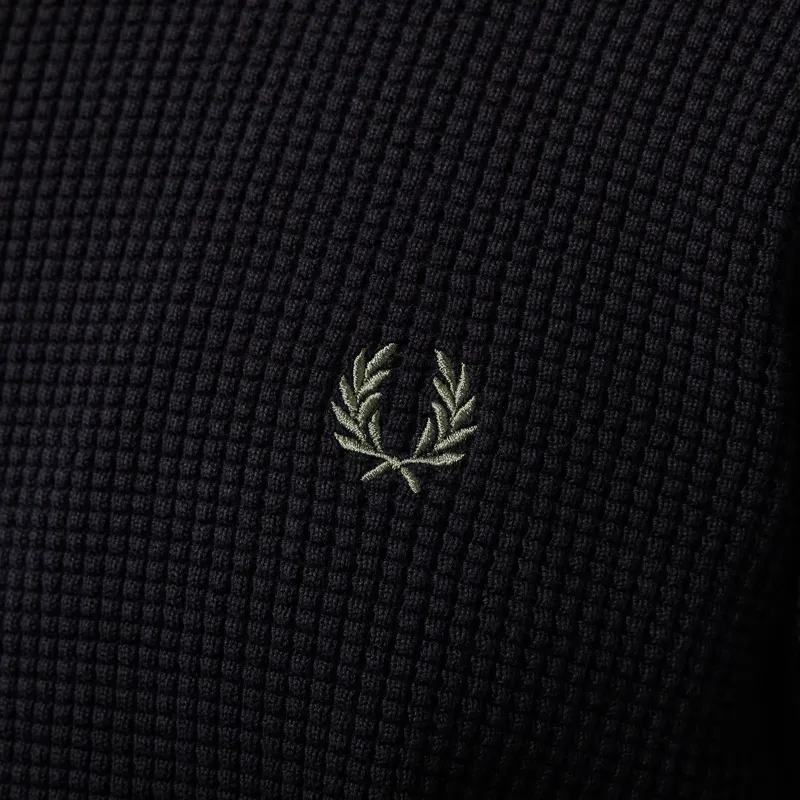 Fred Perry Waffle Stitch Half Zip Jumper Black-5
