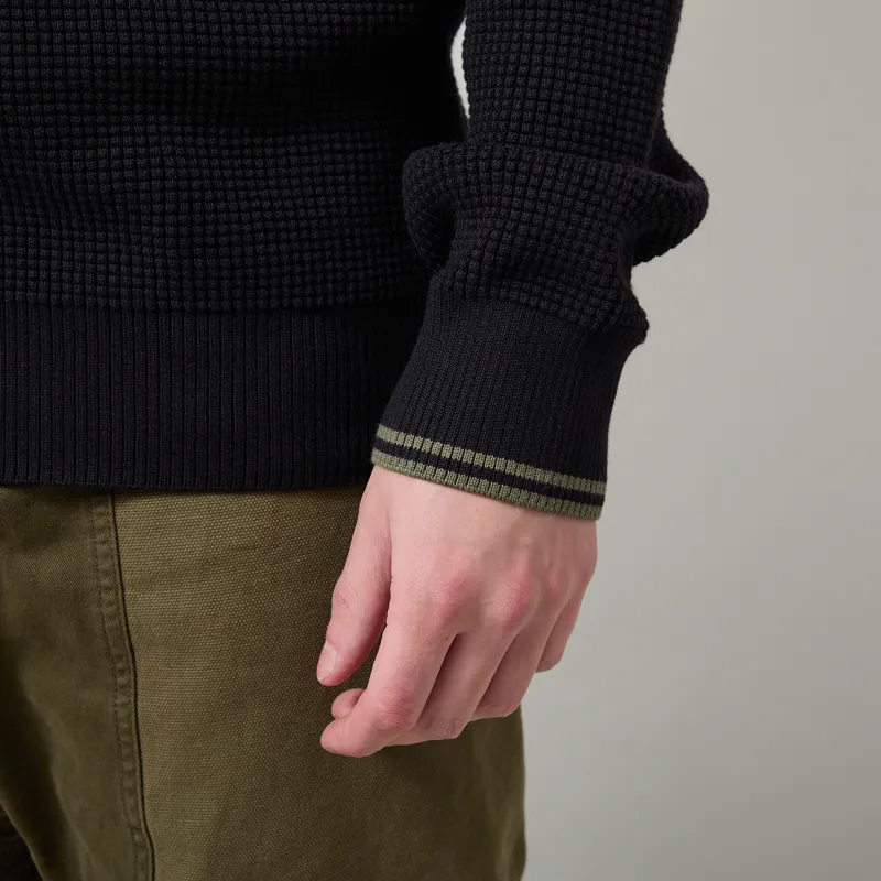Fred Perry Waffle Stitch Half Zip Jumper Black-7