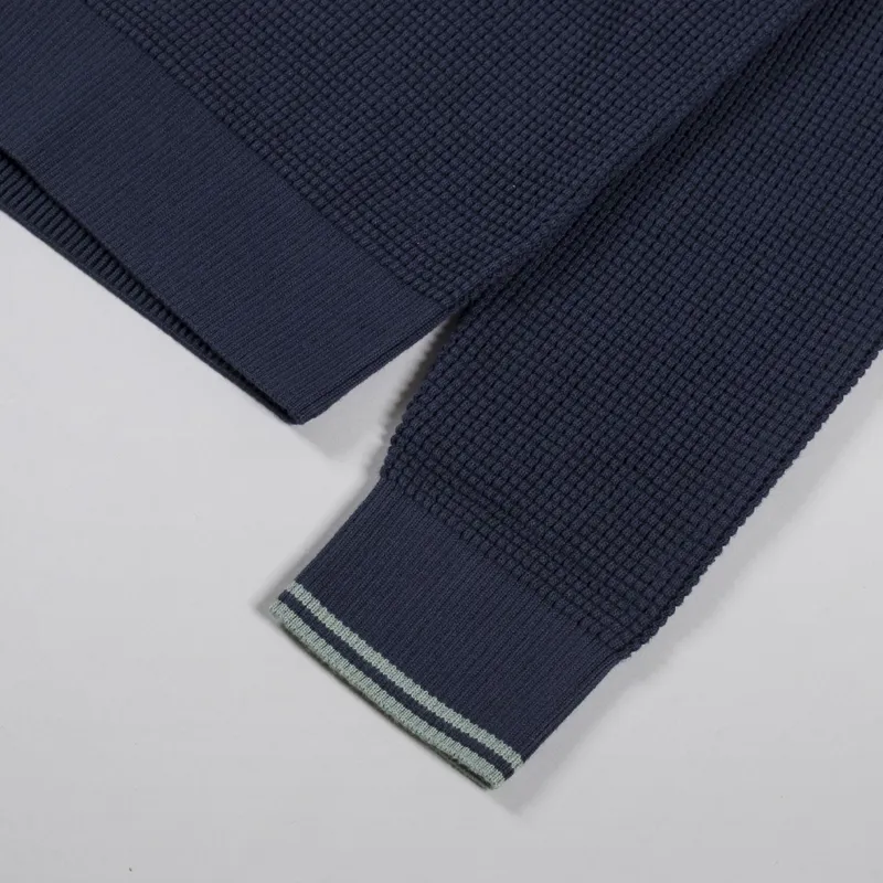 Fred Perry Waffle Stitch Half Zip Jumper Dark Airforce-6