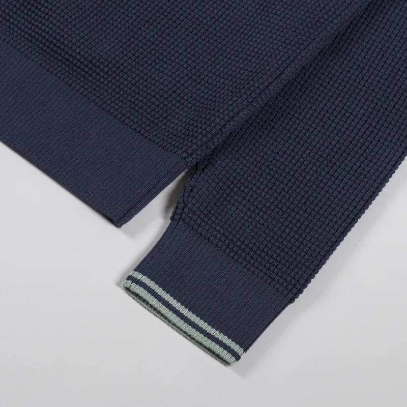 Fred Perry Waffle Stitch Half Zip Jumper Dark Airforce-7