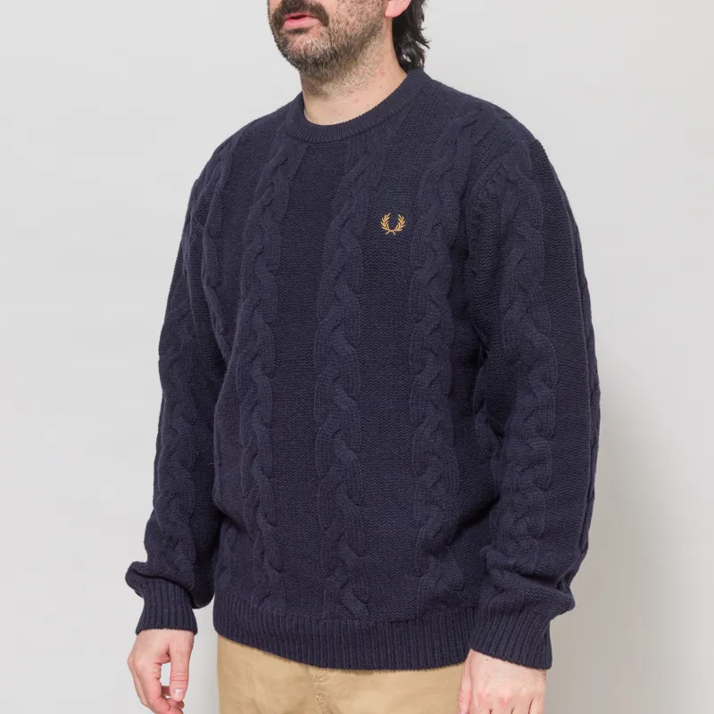 Fred Perry Chunky Cable Knit Jumper Navy-1