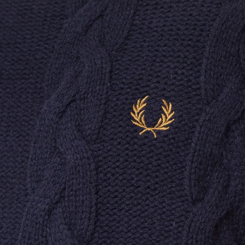 Fred Perry Chunky Cable Knit Jumper Navy-6