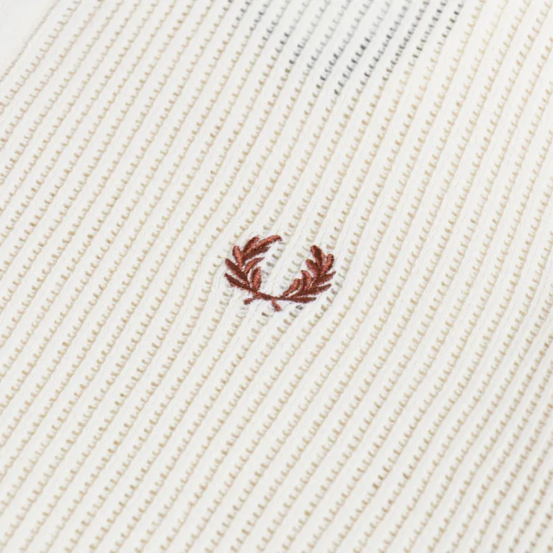 Fred Perry Textured Button Through Knit Shirt Ecru-3