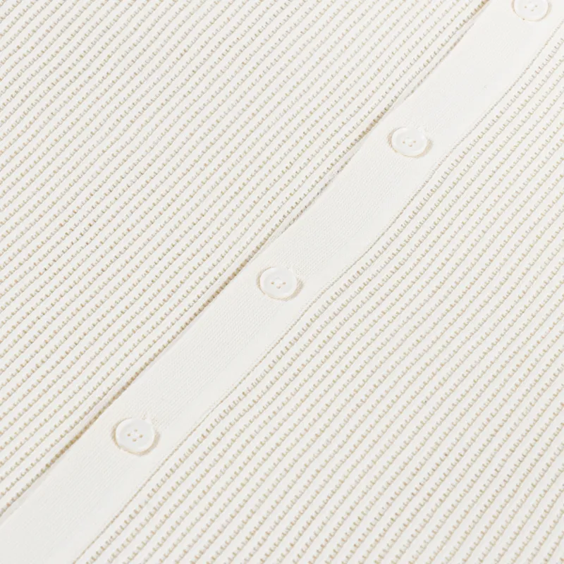 Fred Perry Textured Button Through Knit Shirt Ecru-4