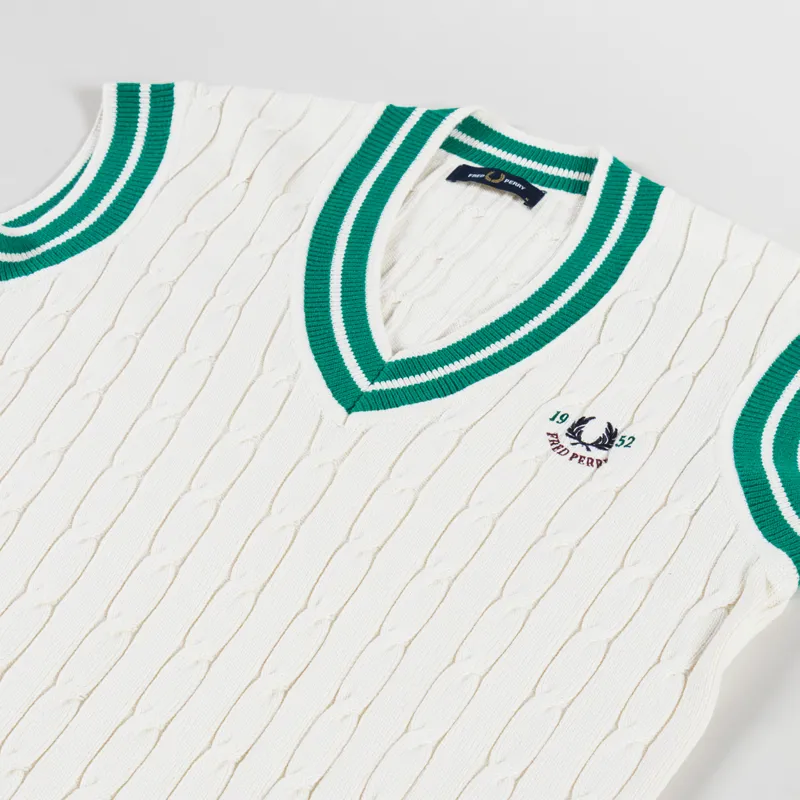 Fred Perry Cable Knit Tennis Tank Ecru-2