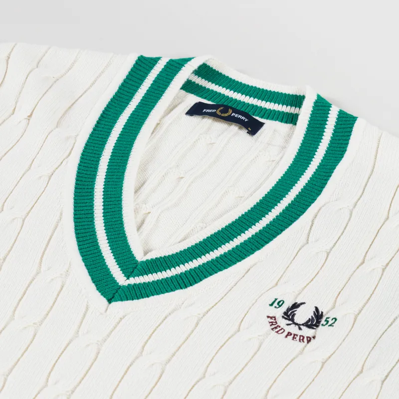 Fred Perry Cable Knit Tennis Tank Ecru-4