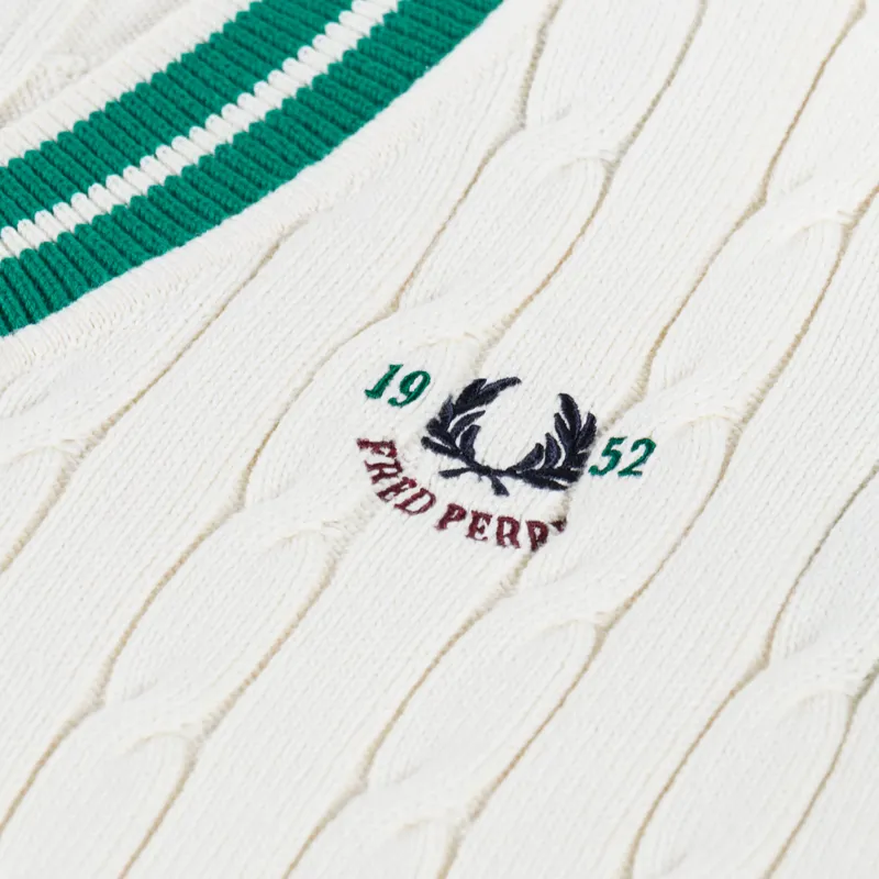 Fred Perry Cable Knit Tennis Tank Ecru-5