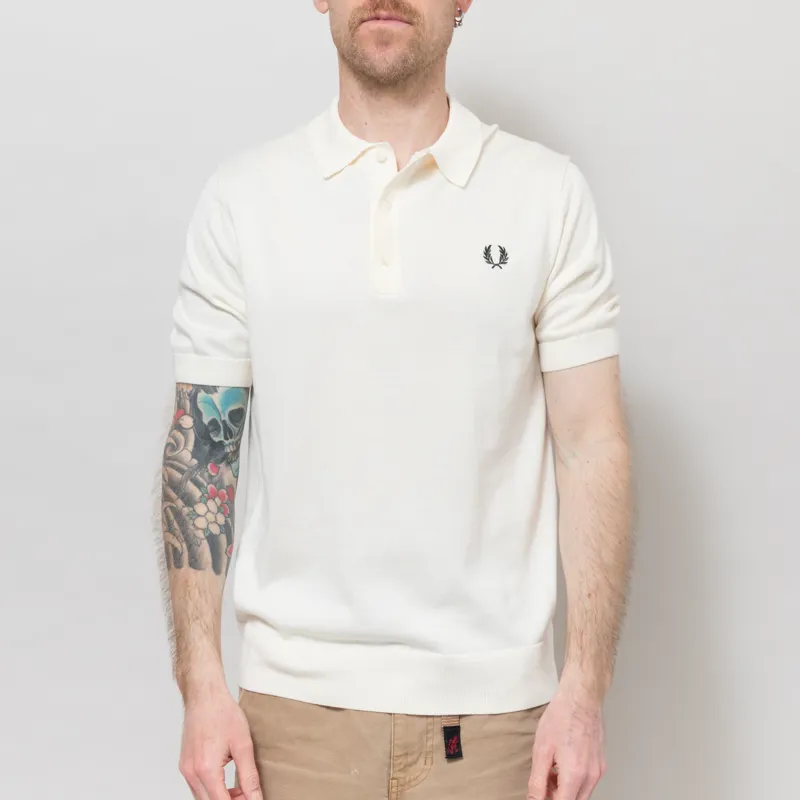 Fred Perry Cotton Knitted Shirt Ecru