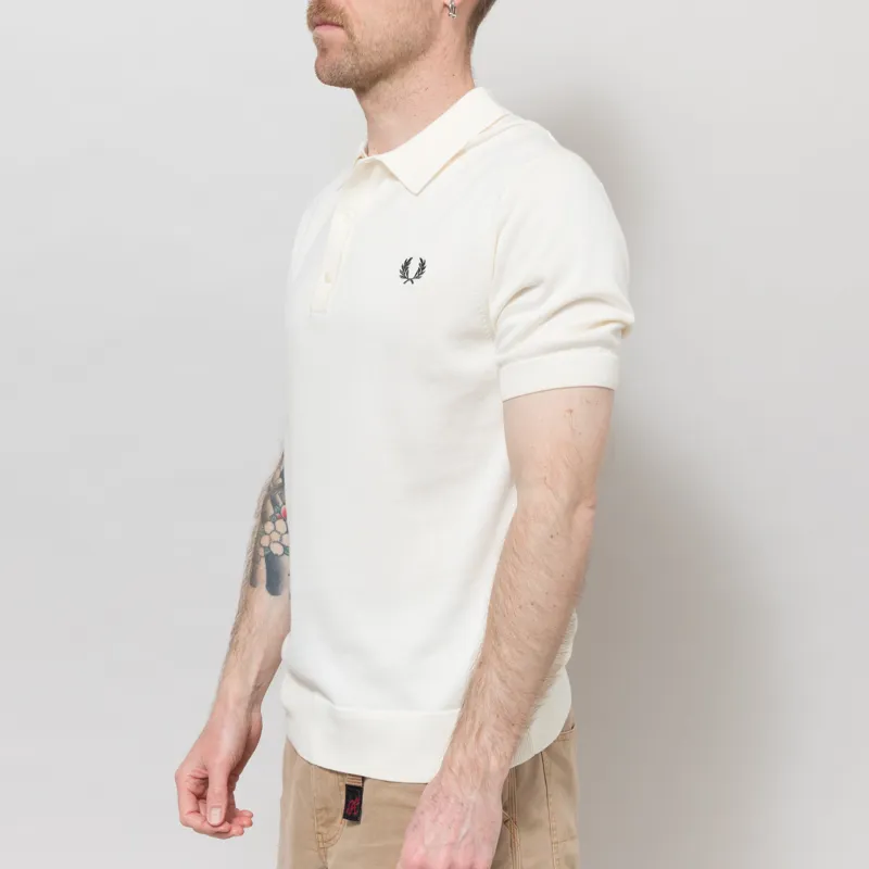 Fred Perry Cotton Knitted Shirt Ecru-1