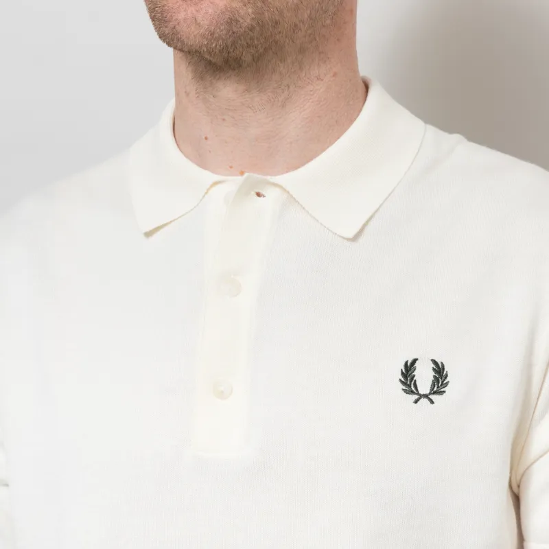 Fred Perry Cotton Knitted Shirt Ecru-5