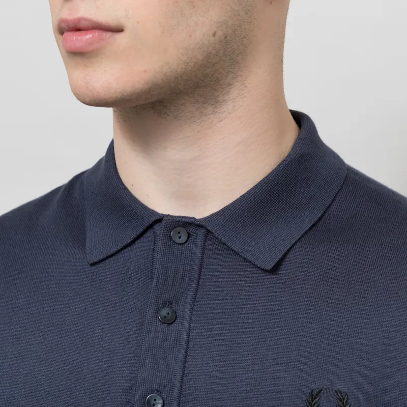 Fred Perry Cotton Knitted Shirt Dark Airforce-5
