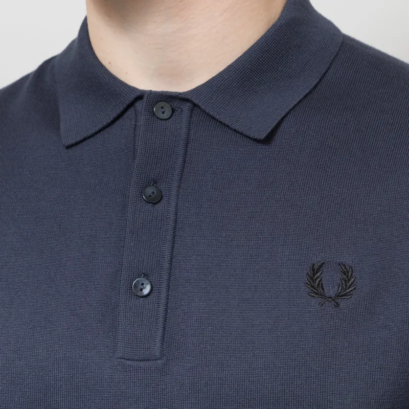 Fred Perry Cotton Knitted Shirt Dark Airforce-4
