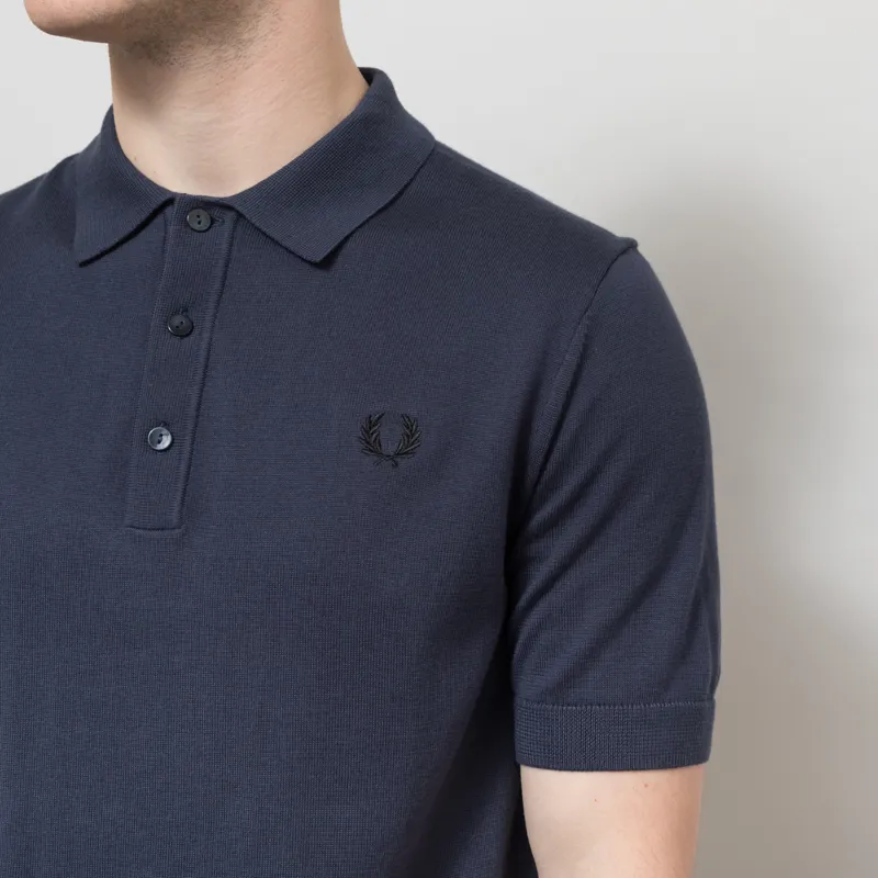 Fred Perry Cotton Knitted Shirt Dark Airforce-3