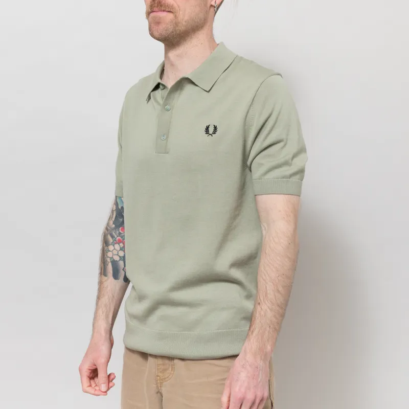Fred Perry Cotton Knitted Shirt Seagrass-1