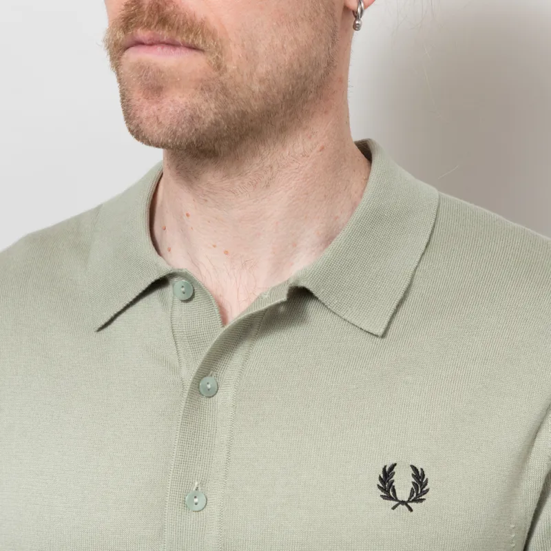 Fred Perry Cotton Knitted Shirt Seagrass-6