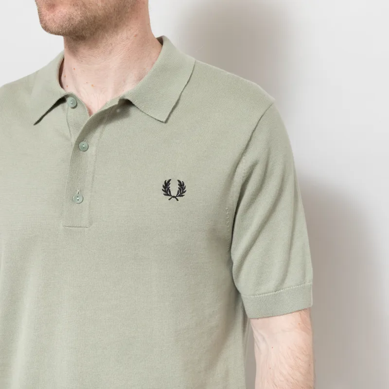 Fred Perry Cotton Knitted Shirt Seagrass-5