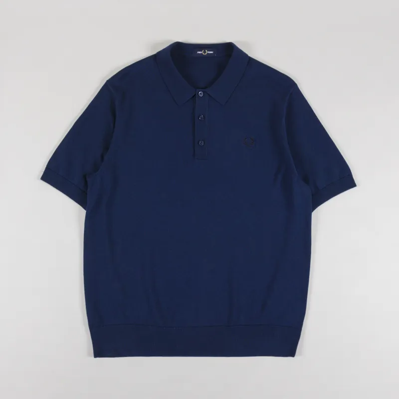 Fred Perry Cotton Knitted Shirt Tennis Blue